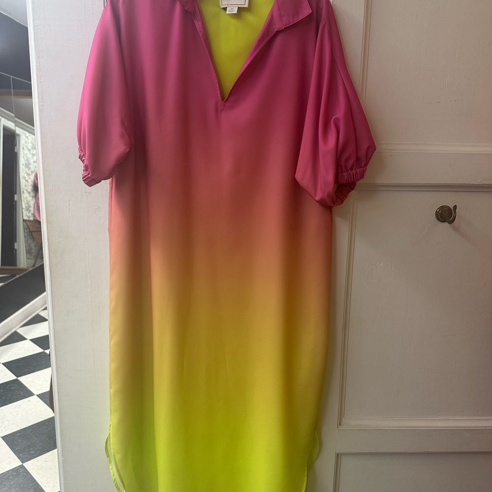 Vibrant Pink and Yellow Maxi Dress